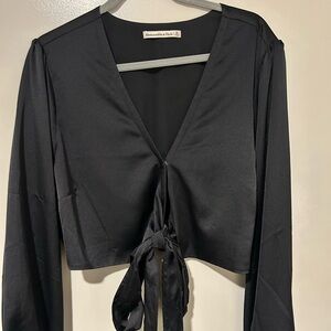 Abercrombie & Fitch Black Tie-Front Blouse